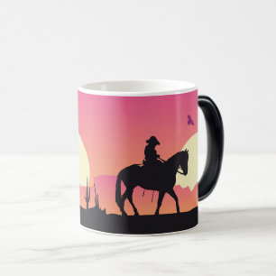 Desert Cowboy Ride – Sunset Silhouette Magische Mok