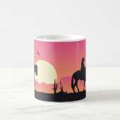 Desert Cowboy Ride – Sunset Silhouette Magische Mok (Center)