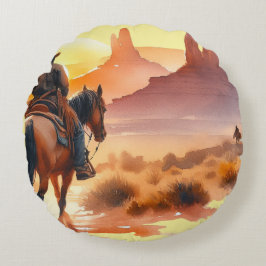 Desert Cowboy Rond Kussen