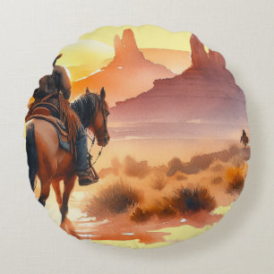 Desert Cowboy Rond Kussen