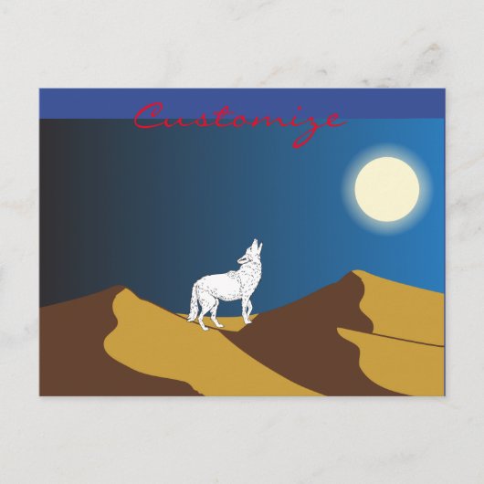 Desert Coyote Howling Full Moon Thunder_Cove Briefkaart (Voorkant)