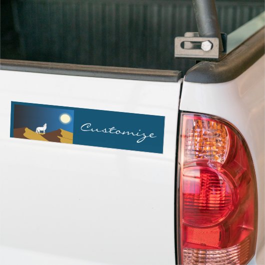 Desert Coyote Howling Full Moon Thunder_Cove Bumpersticker (Op Truck)