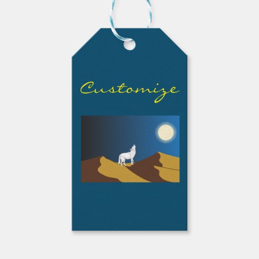 Desert Coyote Howling Full Moon Thunder_Cove Cadeaulabel (Voorkant)