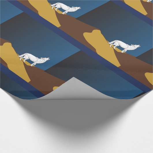 Desert Coyote Howling Full Moon Thunder_Cove Cadeaupapier (Hoek)