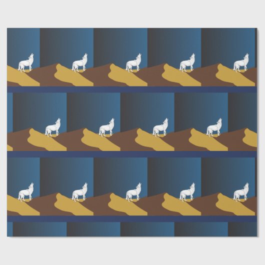 Desert Coyote Howling Full Moon Thunder_Cove Cadeaupapier (Vlak)