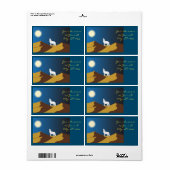 Desert Coyote Howling Full Moon Thunder_Cove Etiket (Full Sheet)