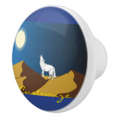 Desert Coyote Howling Full Moon Thunder_Cove Keramische Knop (Rechts)