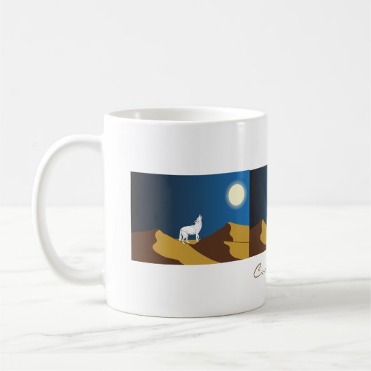 Desert Coyote Howling Full Moon Thunder_Cove Koffiemok (Links)