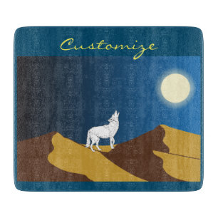 Desert Coyote Howling Full Moon Thunder_Cove l Snijplank