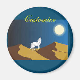 Desert Coyote Howling Full Moon Thunder_Cove Magneet