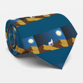 Desert Coyote Howling Full Moon Thunder_Cove Stropdas (Opgerold)