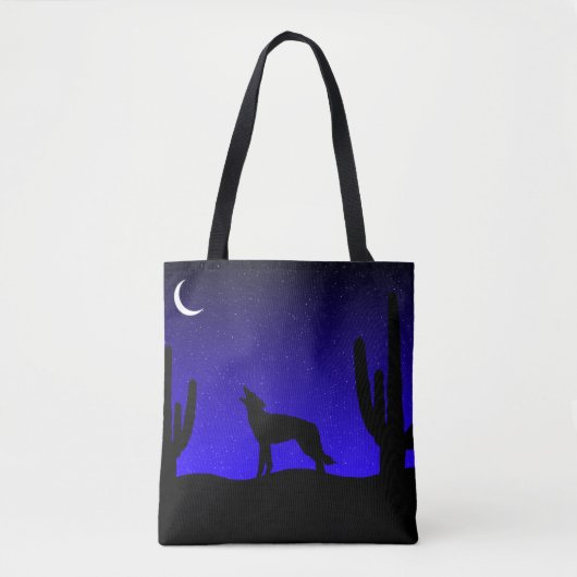 Desert Coyote Howling op maan Tote Bag (Voorkant)