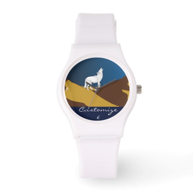 Desert Coyote Howling Thunder_Cove Horloge (Voorkant)