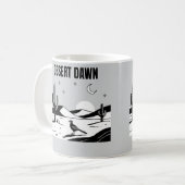 Desert Dawn Black and White Roadrunner Sketch Art Koffiemok (Voorkant links)