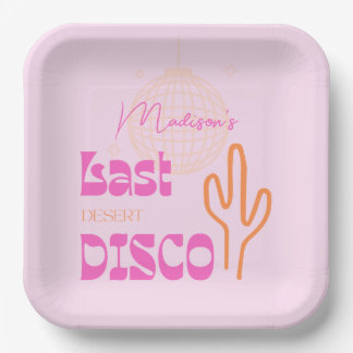 Desert Disco Bachelorette Party Pink & Oranje Papieren Bordje