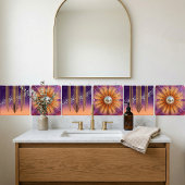 Desert Disco Sunburst Purple Retro Sunset & Mirror Tegeltje