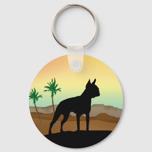 Desert Dog Boston Terrier Sleutelhanger (Voorkant)