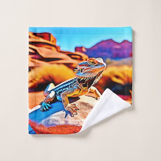 Desert Dragon Lizard Design Bad Handdoek (Wasdoekje)
