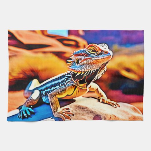 Desert Dragon Lizard Design Theedoek (Horizontaal)