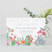 Desert Dream | Boho Cactus Wildflower Wedding Save The Date (Staand voorkant)