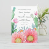 Desert Dream | Boho Waterverf Cactus Wedding Kaart (Staand voorkant)