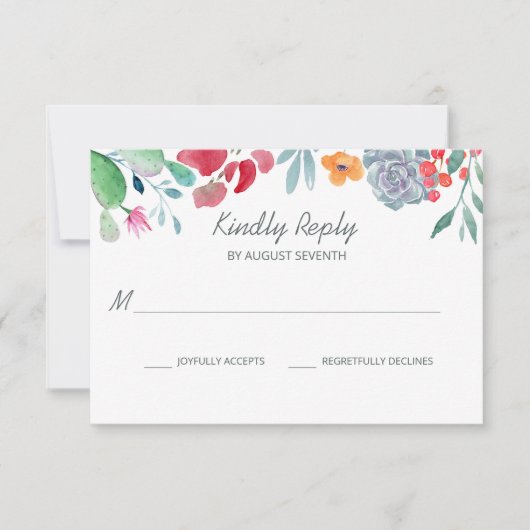 Desert Dream | Boho Waterverf Floral Wedding RSVP Kaartje (Voorkant)