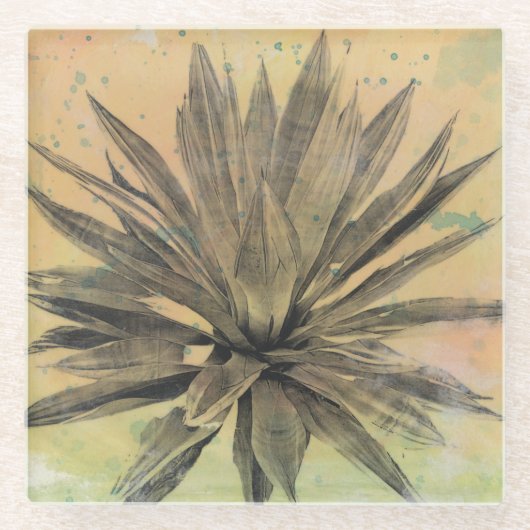 Desert Dreams | Groen Plant Glazen Onderzetter (Voorkant)