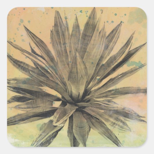 Desert Dreams | Groen Plant Vierkante Sticker (Voorkant)