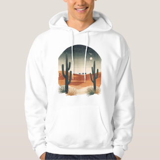 Desert Dreamscape – Boho Nightfall Illustration Hoodie