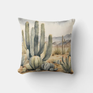 Desert Dreamscape Cactus Waterverf Decoratief Kussen