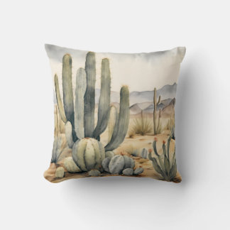 Desert Dreamscape Cactus Waterverf Decoratief Kussen