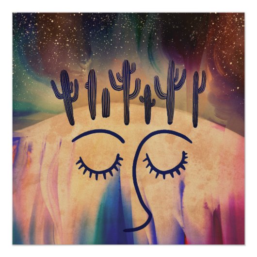 Desert Dreamscape (surrealistische Saguaro Cacti k Perfect Poster (Voorkant)