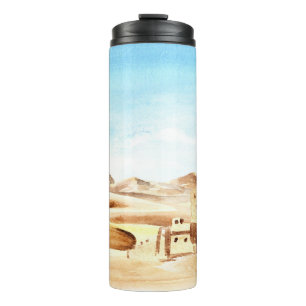 Desert Dunes African City Waterverf Thermosbeker