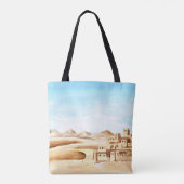 Desert Dunes African City Waterverf Tote Bag (Achterkant)