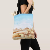 Desert Dunes African City Waterverf Tote Bag (Dichtbij)