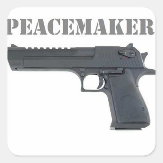 "desert eagle peacemaker" vierkante sticker (Voorkant)