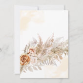 Desert Earthy Herfst Boho Roos Pampas Grass Weddin Kaart (Achterkant)