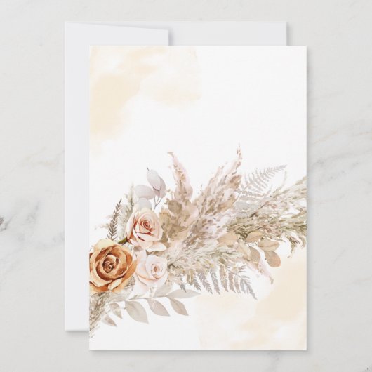 Desert Earthy Herfst Boho Roos Pampas Grass Weddin Kaart (Achterkant)