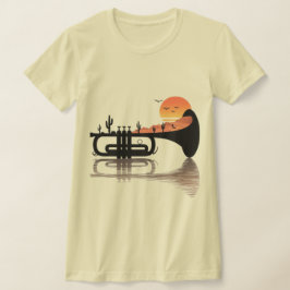 "Desert Echoes – Trumpet Sunset Surrealism" T-shirt