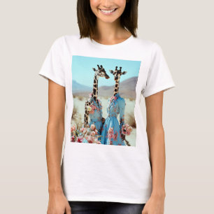 Desert Elegance: Giraffes in Couture T-shirt