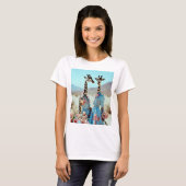 Desert Elegance: Giraffes in Couture T-shirt (Voorkant volledig)