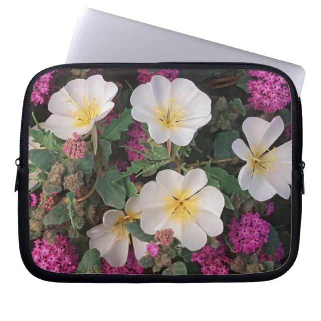 Desert Evening Primrose en Desert Sand Verbena Laptop Sleeve (Voorkant)