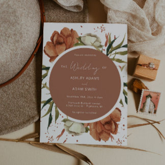 Desert Floral Bohemian Rust Wedding Uitnodiging