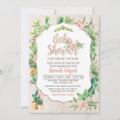 Desert Flower and Roos Gold Baby shower Invitation Kaart (Voorkant)
