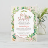 Desert Flower and Roos Gold Baby shower Invitation Kaart (Staand voorkant)