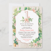 Desert Flower Glitter 1 - Eerste verjaardag Uitnod Kaart (Voorkant)