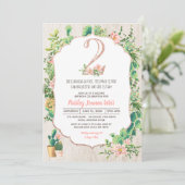 Desert Flower Glitter 2 tweede verjaardag uitnodig Kaart (Staand voorkant)