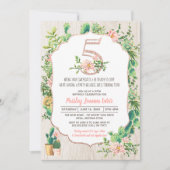 Desert Flower Glitter 5 5th Birthday Invitation Kaart (Voorkant)