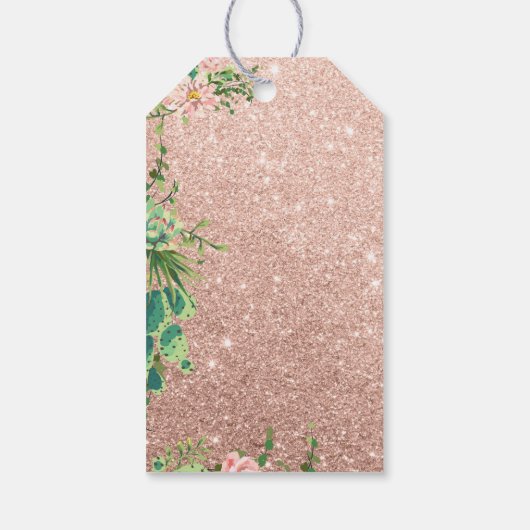 Desert Flower & Roos Gold Glitter Bedankt Cadeaulabel (Achterkant)