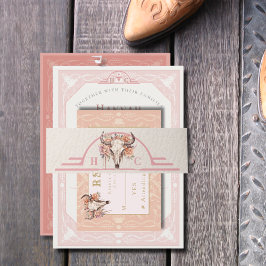 Desert Flowers Wedding Invitation Merk Belly Band Uitnodigingen Wikkel